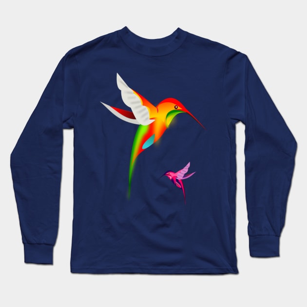 HUMMING-BIRD WIND POWER Long Sleeve T-Shirt by klimentina